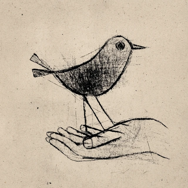 Hand Holding Bird Editorial Illustration