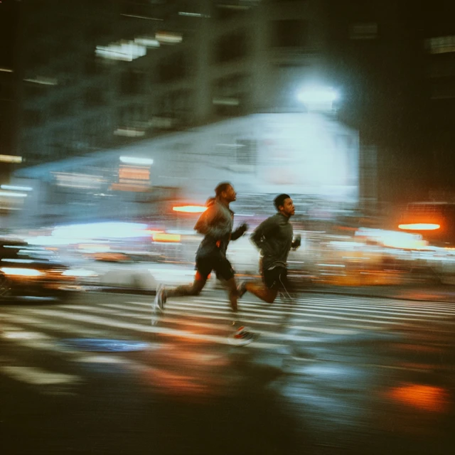 NYC Runners Night Motion Blur