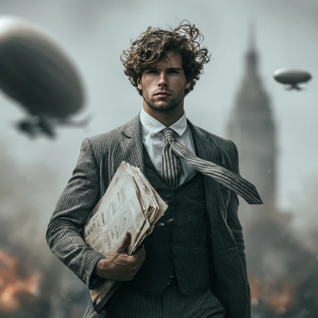Steampunk Revolution A Handsome Man in a Gray Suit