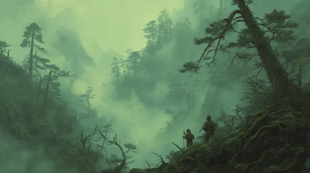 Lost Travelers in Ancient Chinese Forest Tang Dynasty