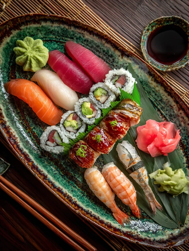Sushi and Sashimi Platter: Japanese Cuisine