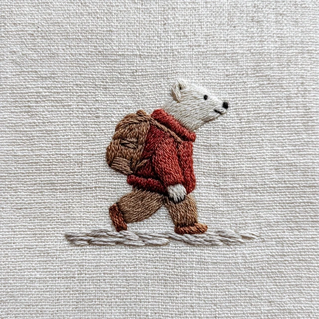 Polar Bear Embroidery Red Sweater Backpack