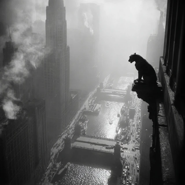 Industrial Cityscape Gargoyle Photo