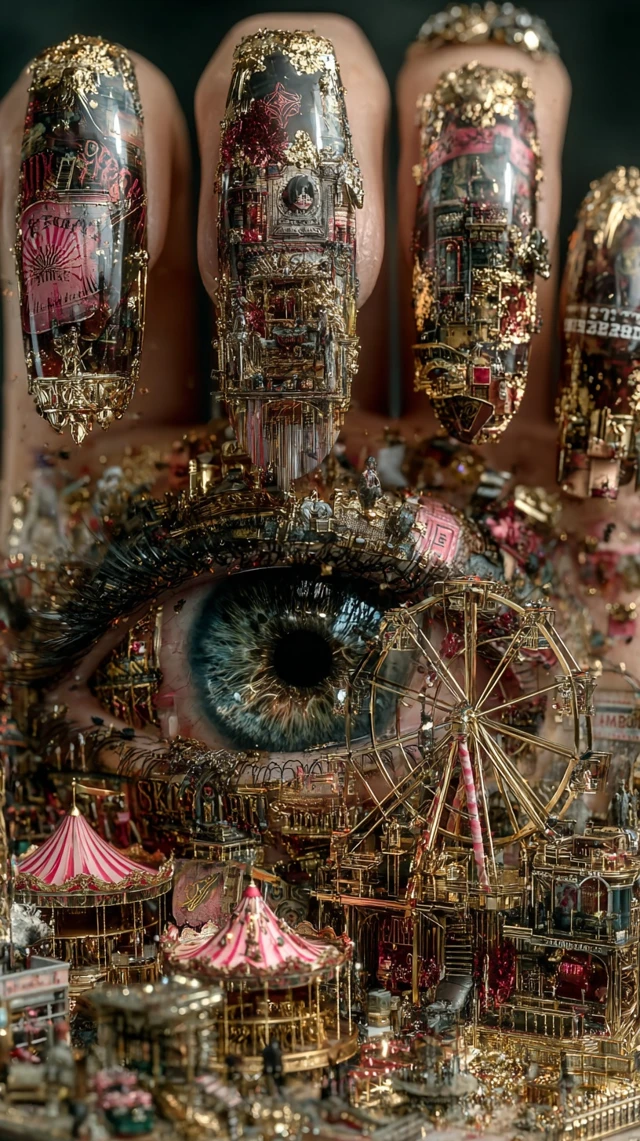 Surreal Nail Art Circus Dreamlike Portrait