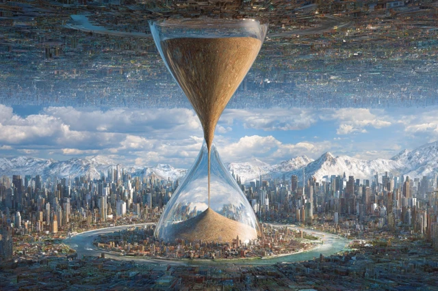 Hourglass City: Time Turns the World Upside Down