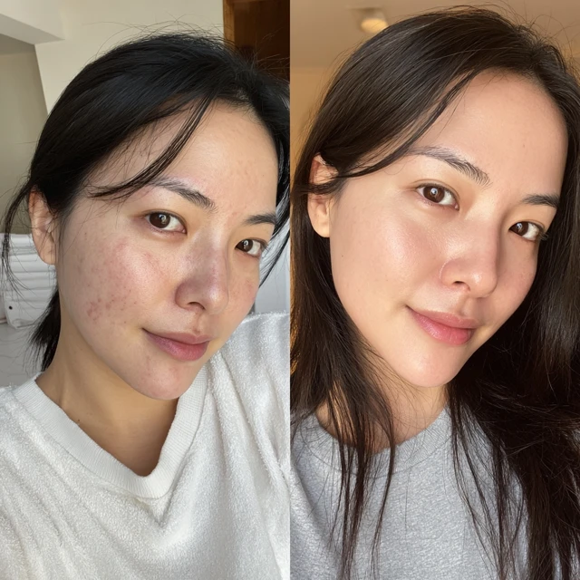 Skin Transformation Before and After Makeup Korean Woman