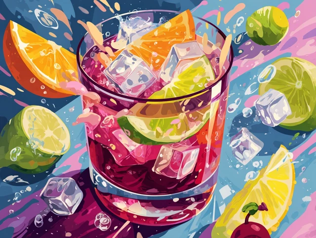 Cosmopolitan Cocktail Cartoon Illustration
