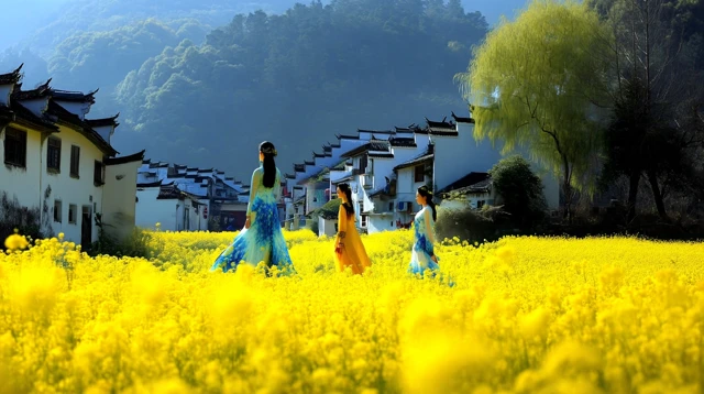 Wuyuan Hongling Village Spring Scene