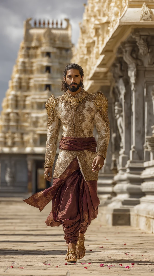 Indian Fashion Editorial Man Venkateswara Temple