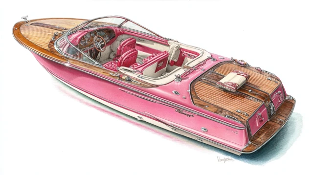 Luxury Pink Speedboat Drawing High Resolution