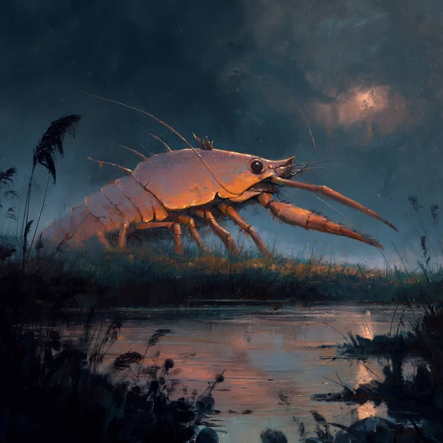 Fantasy Monster Shrimp Swamp Dark Painting