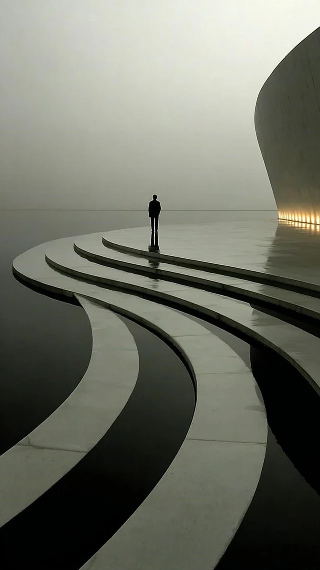 Lone Figure in a Tranquil Setting