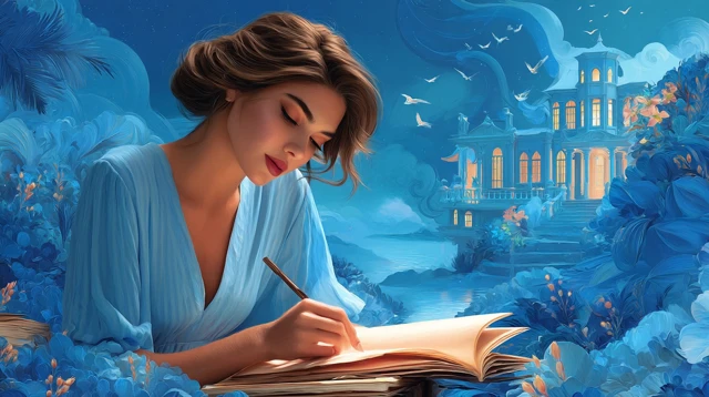 Woman Journaling Dreams Fantasy