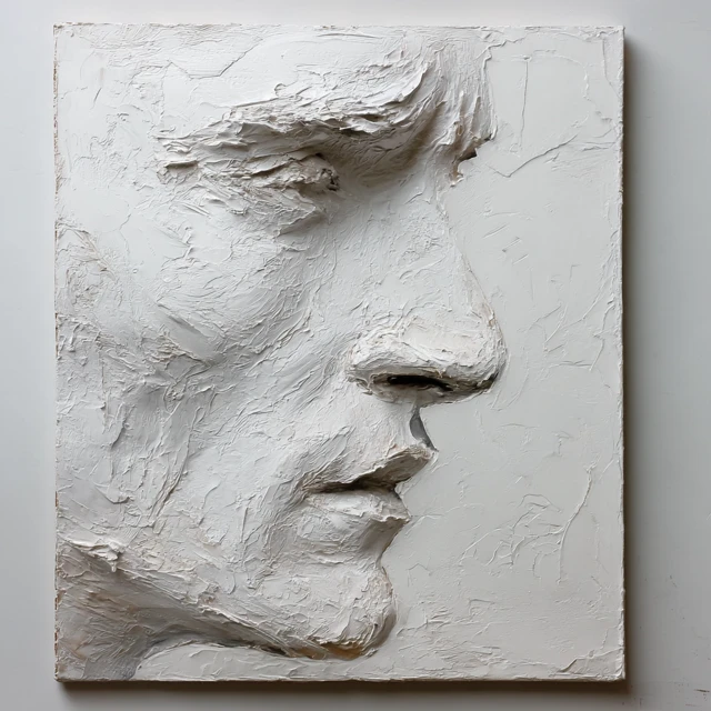 Pallet Knife Portrait Strong Man Face White Canvas