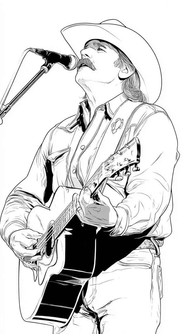 Alan Jackson Coloring Page Country Music Singer