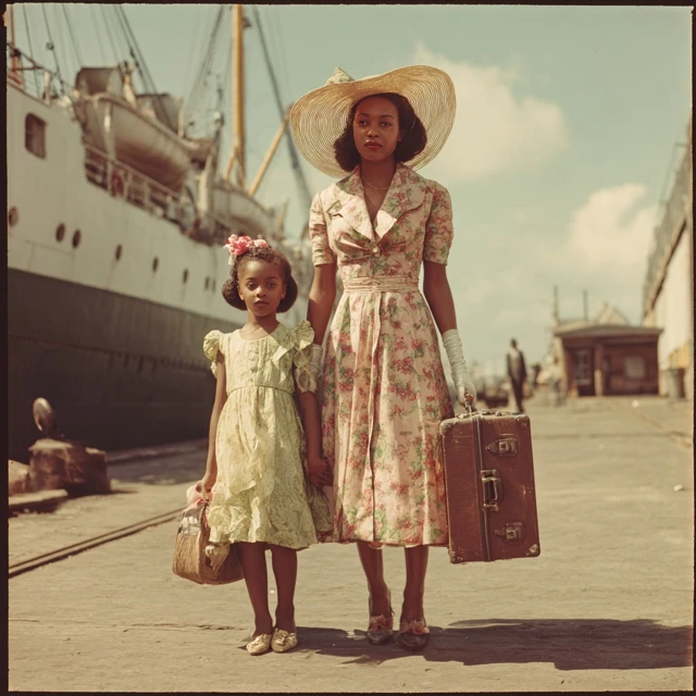 Windrush Day 1948 Mother and Daughter Arrival