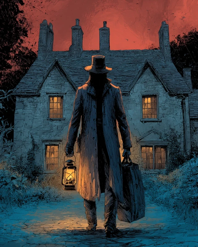 Sinister Coachman Manor House Illustration