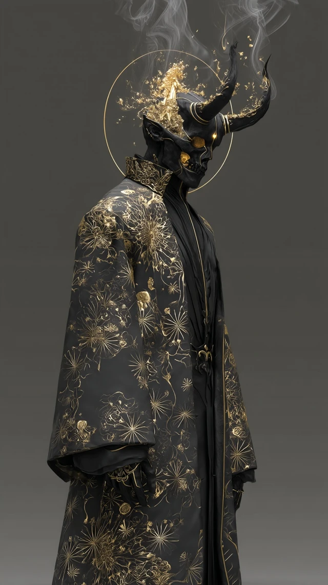 Demonic Noble Golden Skull Fantasy Art