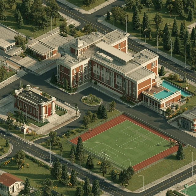 School Campus Design Aerial View