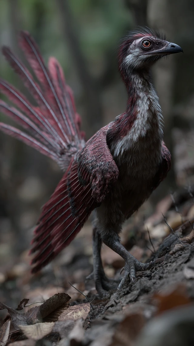 Anchiornis Illustration Ancient Bird in Forest