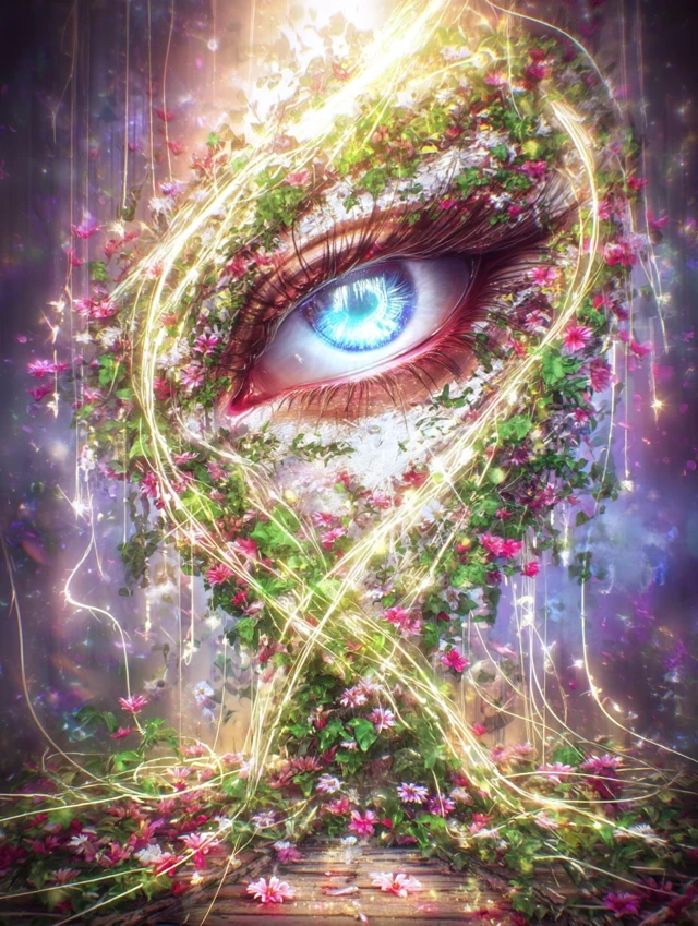 Mystical Eye with Flowers Dreamscape