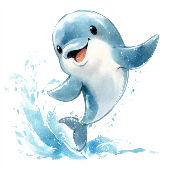 Kawaii Dolphin Jumping Out of Water Smiling