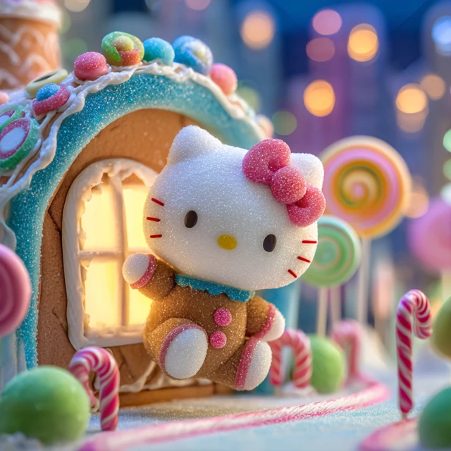 Hello Kitty in a Gingerbread Wonderland