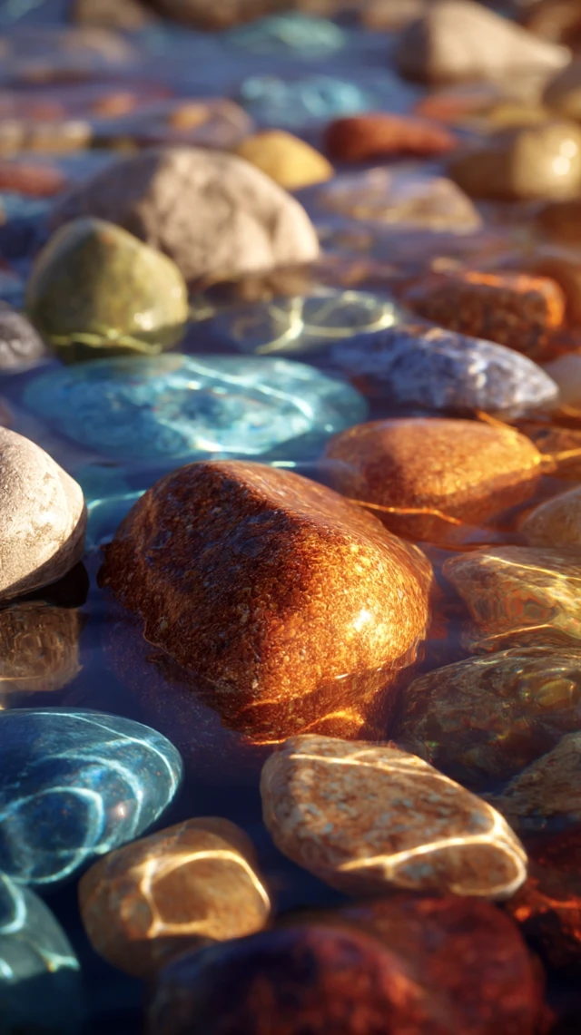 Crystal Water Stones Reflections Macro HD