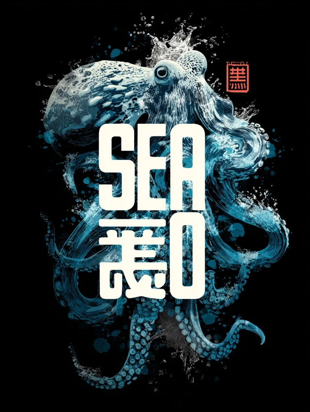 SEA RO Logo Design Octopus Stencil Art