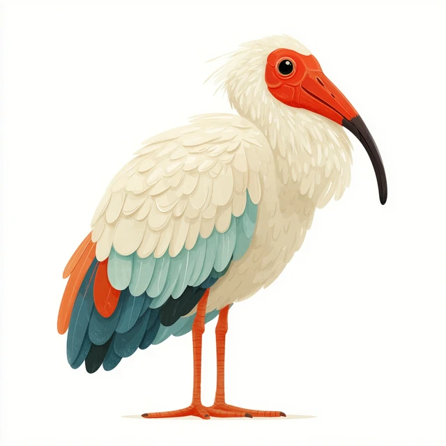 Cute Cartoon Crested Ibis Bird Illustration