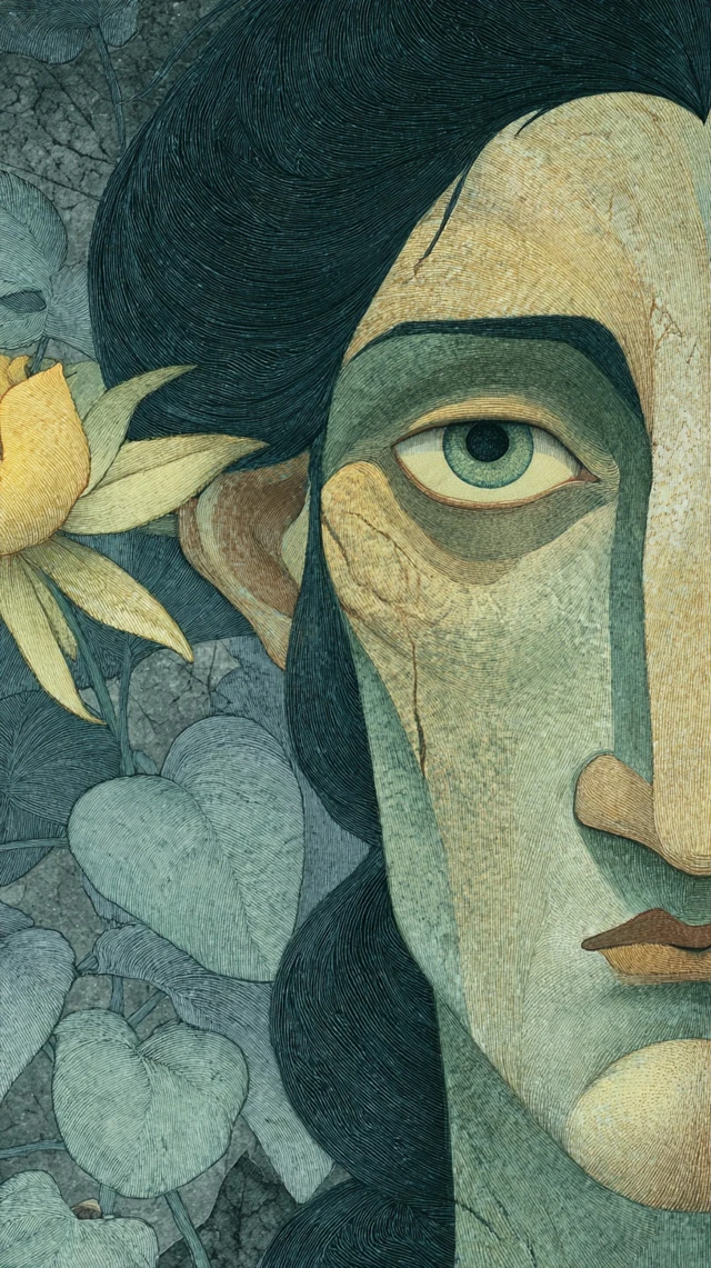 Botticelli Style Portrait Forest Mist