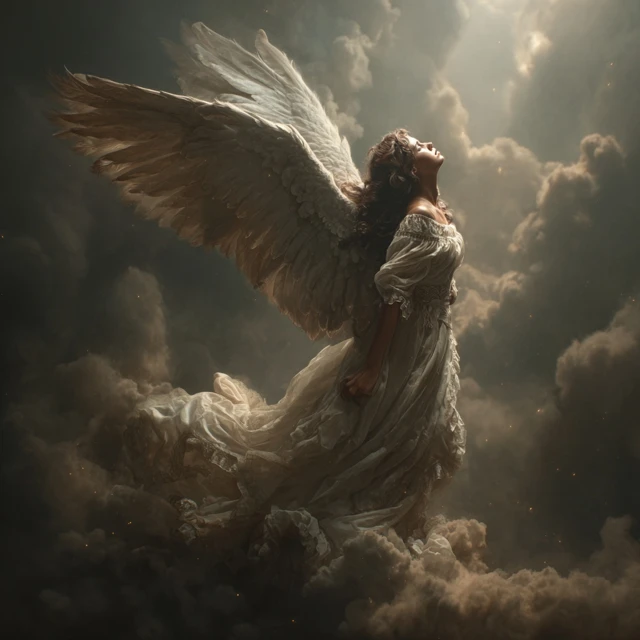 Angel in the Clouds Weeping for Souls