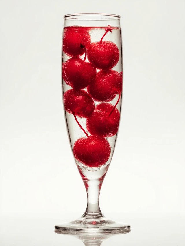 Cherries in Champagne Glass Still Life Photography