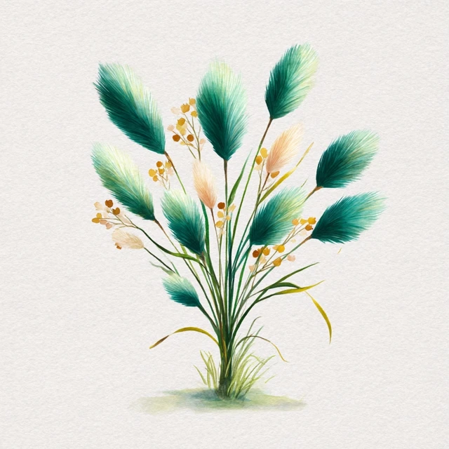 Watercolor Pampas Grass Bouquet Illustration