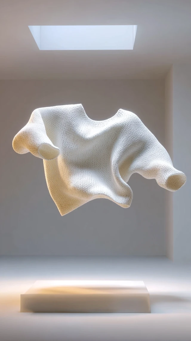 Floating White Sweater Minimalist Elegant 3D Art