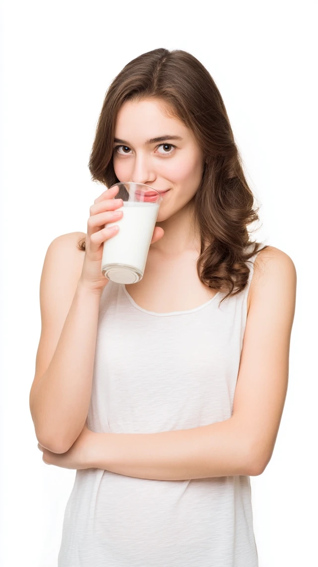 Young Woman Enjoying Milk Lifestyle Model