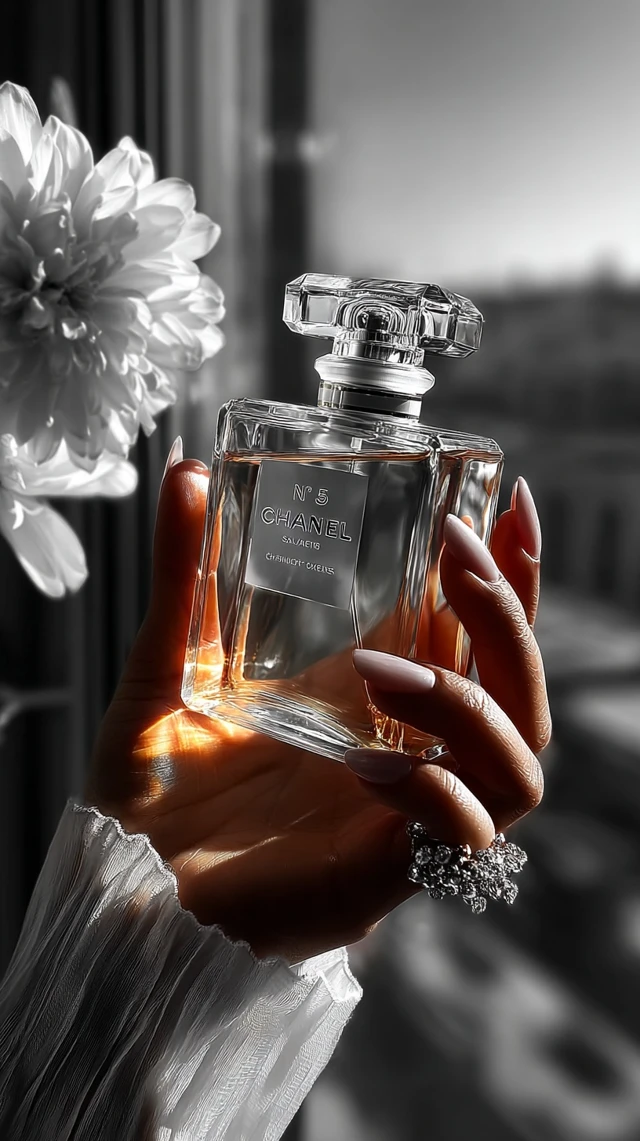 Chanel No 5 Perfume in Black and White