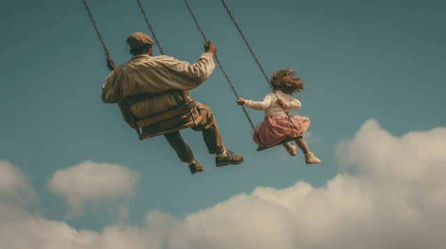 Man Pushing Girl on Swing Cinematic Photo