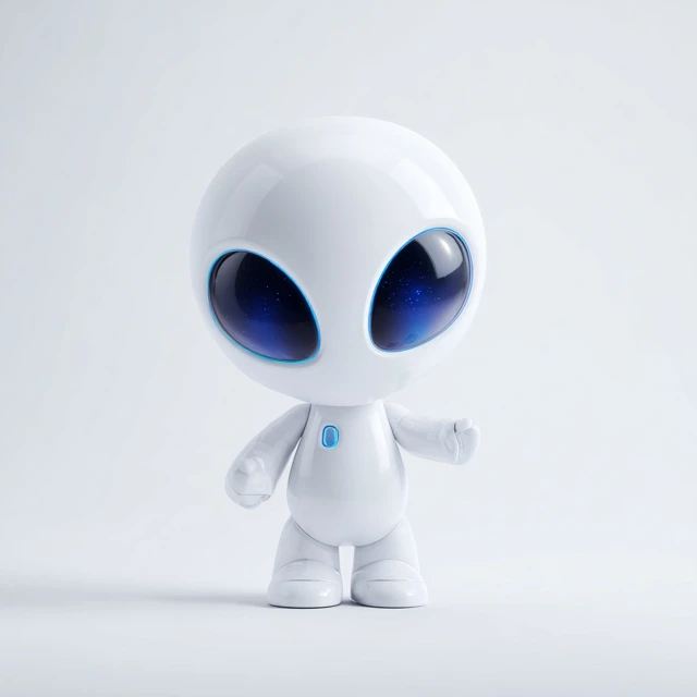 Cute Alien on White Background Adorable Space Creature