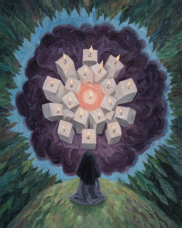 Mystical Forest Ritual Oil Painting