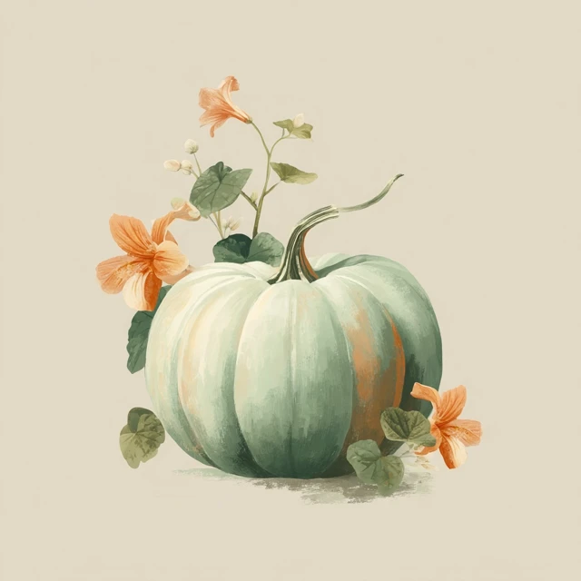 Pumpkin Illustration Vintage Autumn Art