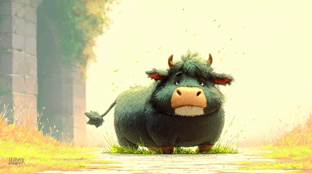Shocked Cow Cartoon Illustration
