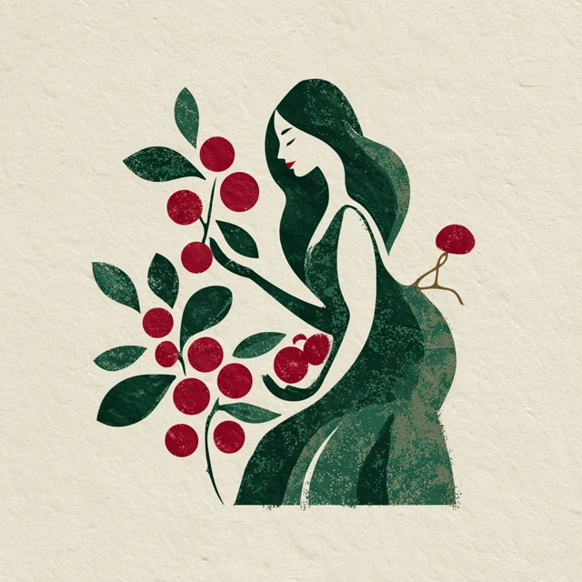 Hawaiian Goddess Illustration Kona Coffee Art