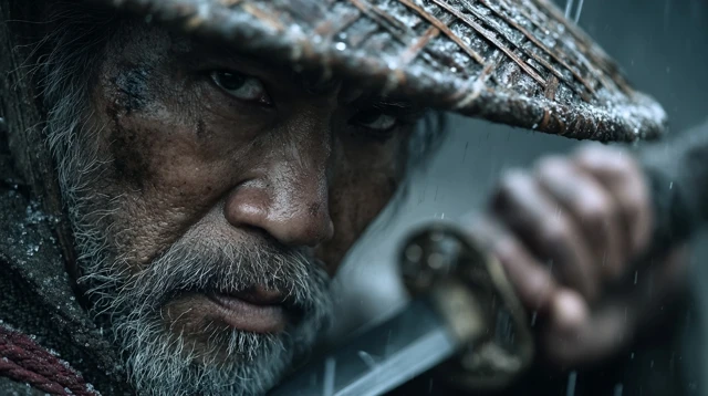 Ancient Chinese Swordsman in the Rain Cinematic