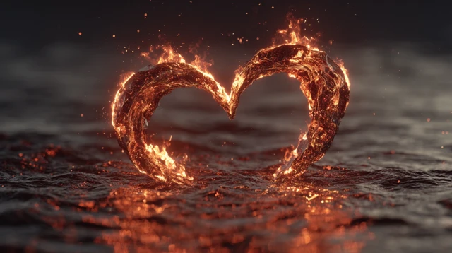 Burning Heart 3D Water Art