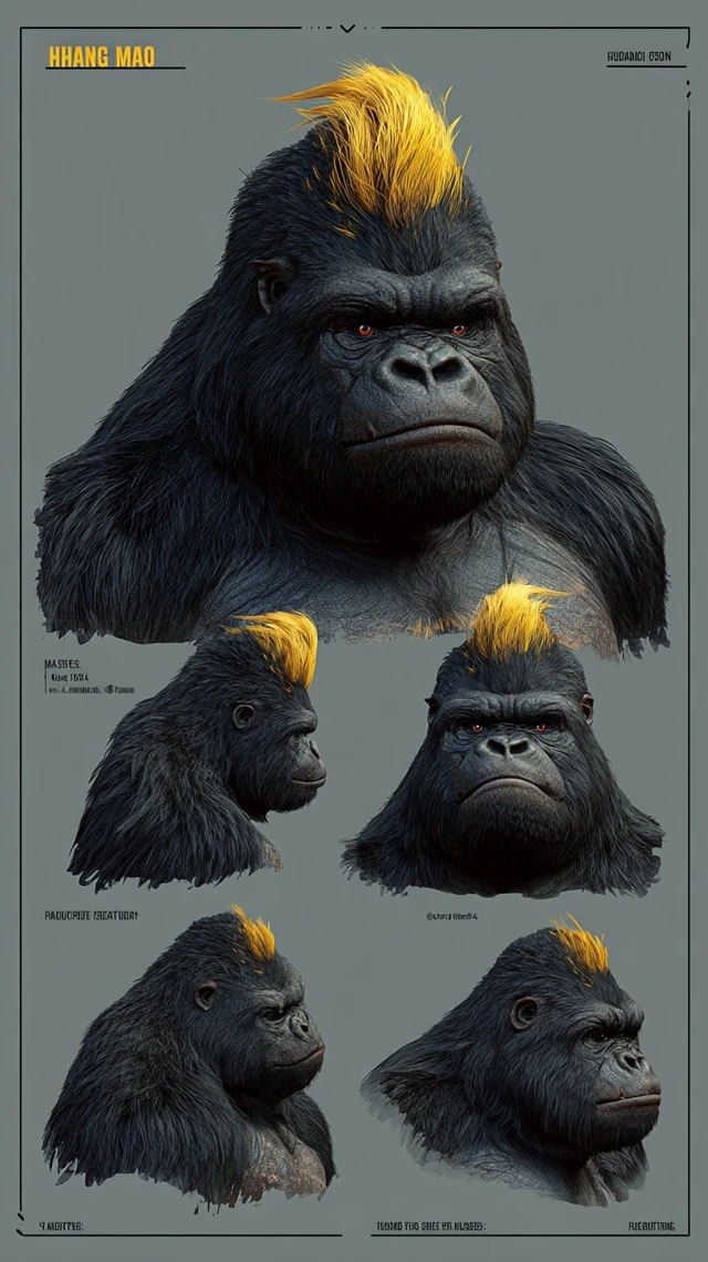 Huang Mao Anthropomorphic Gorilla Character Sheet