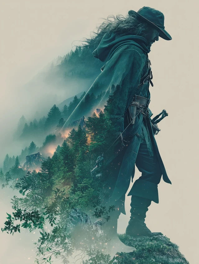 Heroic Fantasy Ranger in Misty Forest