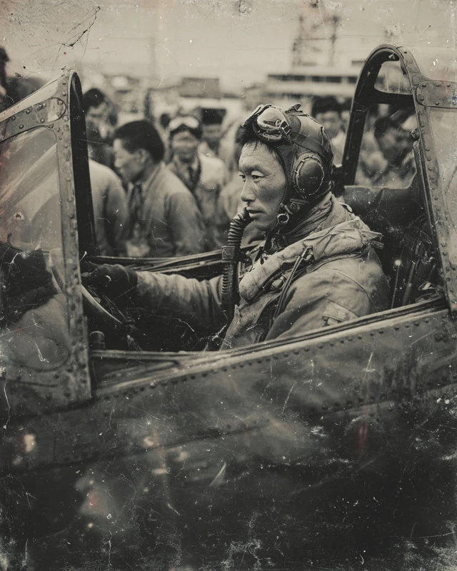 Kamikaze Pilot in Mitsubishi Zero 1945 Japan