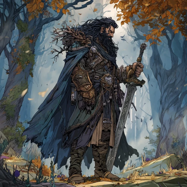 Brooding Warrior in Gothic Forest