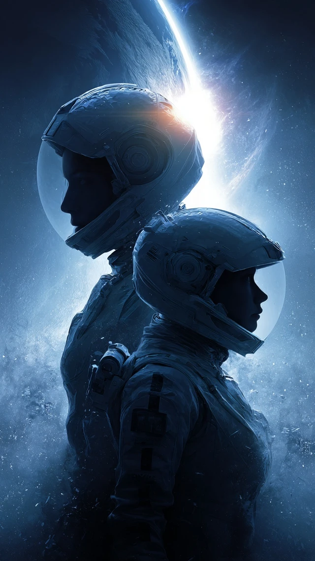 SciFi Astronauts in Dramatic Space Illustration